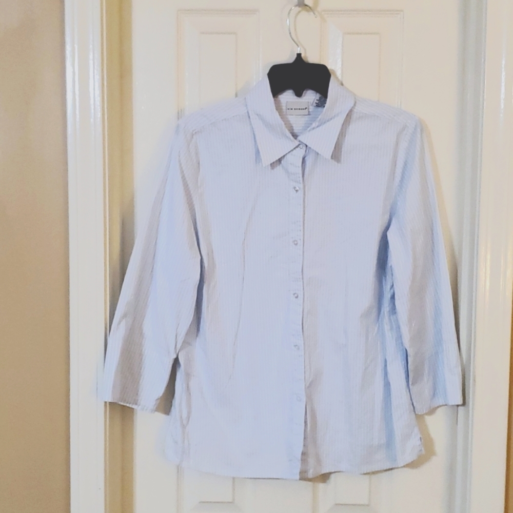 White Button-up with light blue stripes